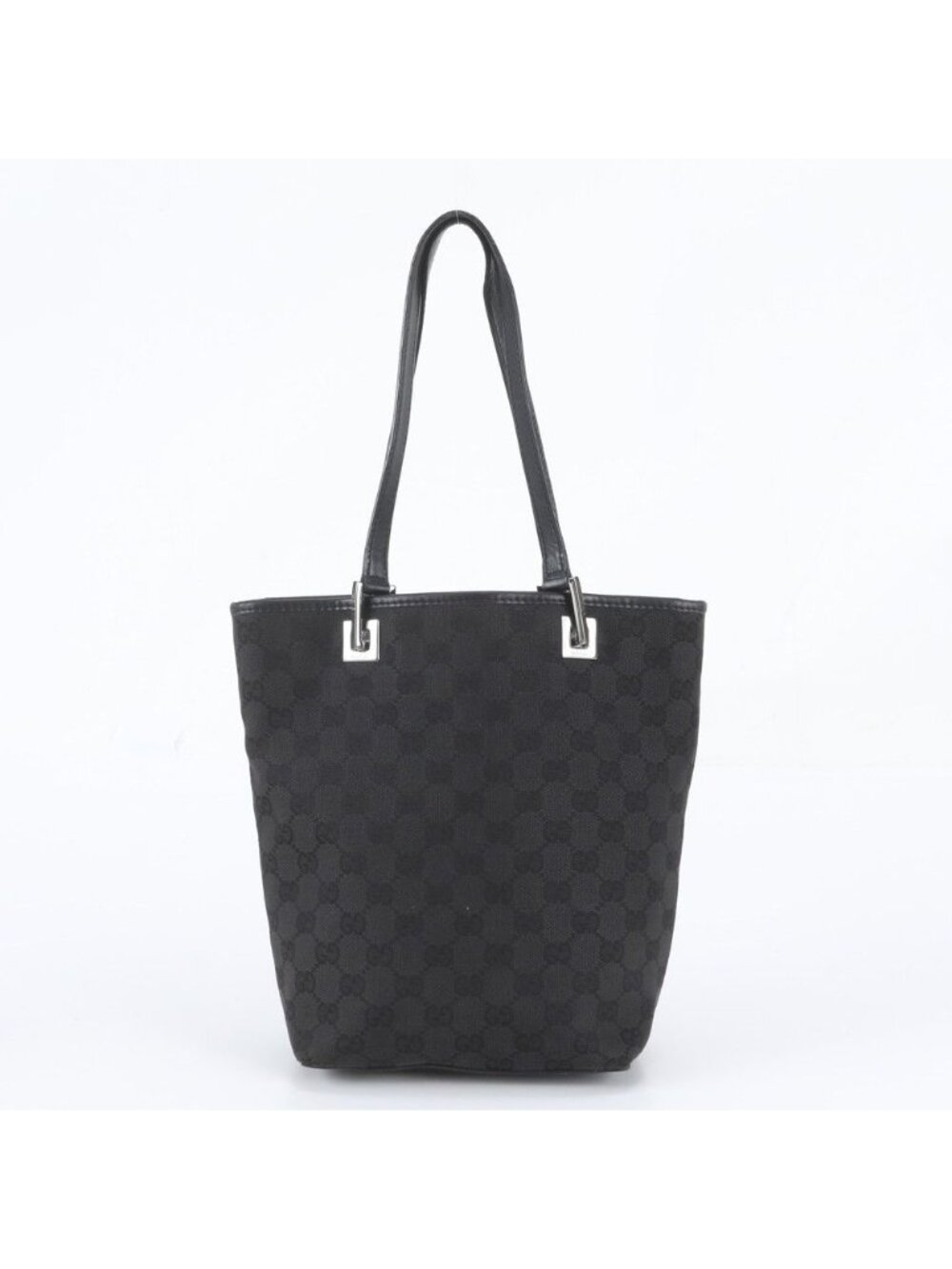 Gucci GG Canvas Leather Tote Bag Shoulder Hand Black